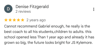 Denise Fitzgerald five-star Google review for JSBJJ Kylemore