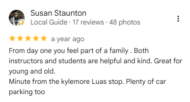 Susan Staunton five-star Google review for JSBJJ Kylemore